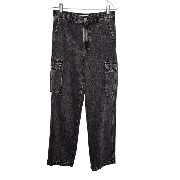 MADEWELL Black Low Slung Cargo Jeans Women's 25 Zipper Fly Goth Grunge - Picture 1 of 12